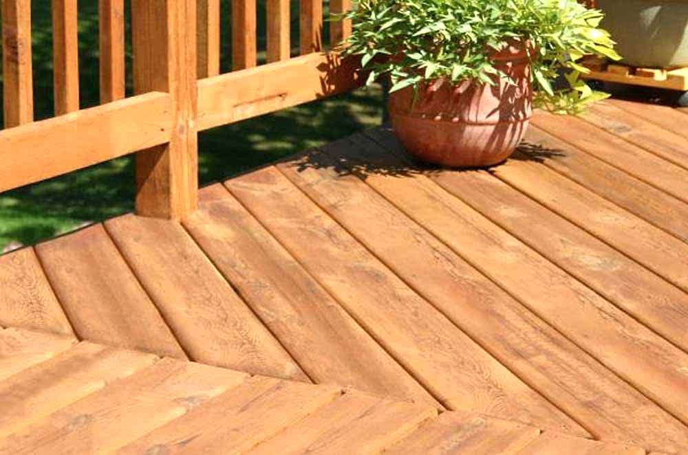 wood deck freshly stained and sealed